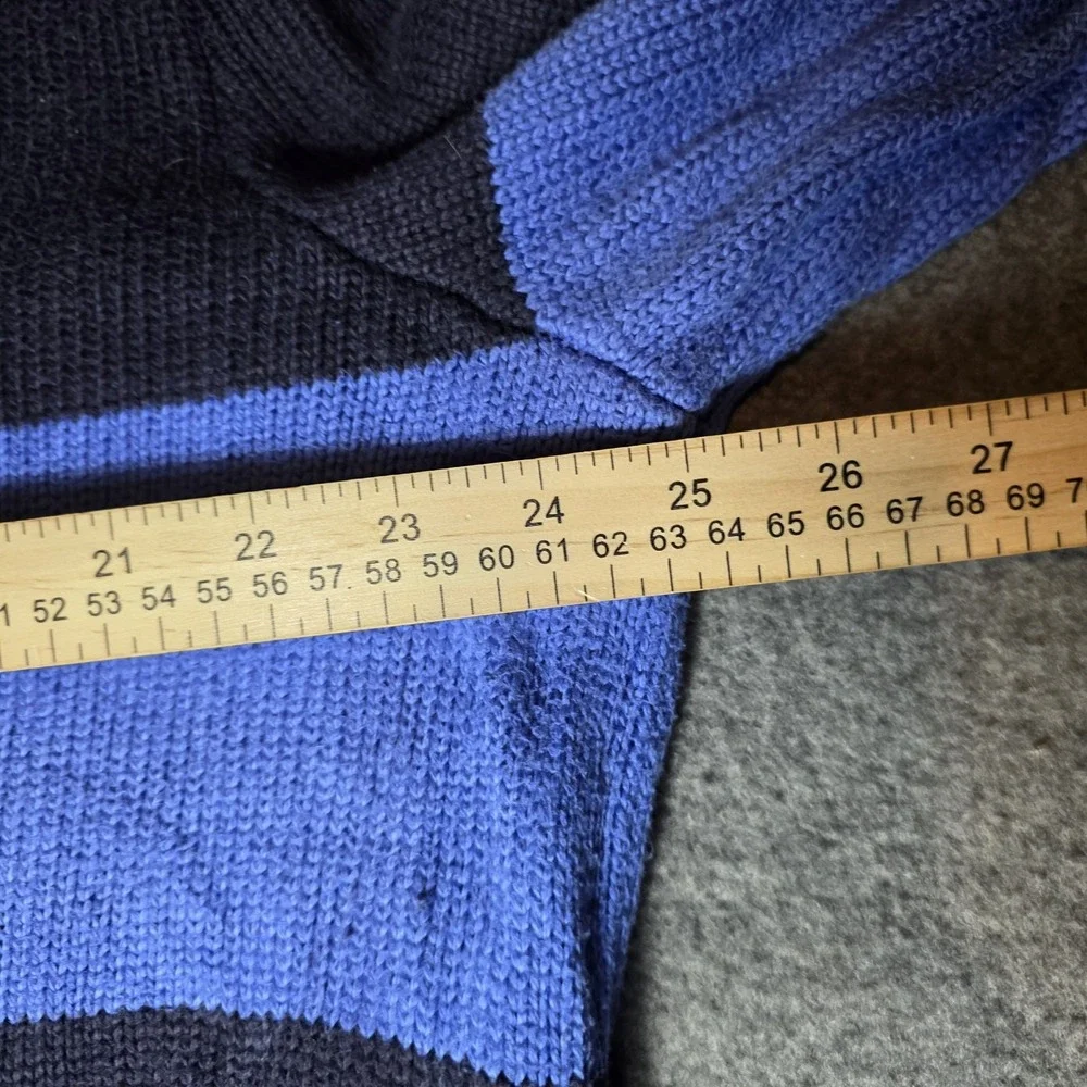 vintage Polo by Ralph Lauren blue and navy broad-striped cotton Sweater Xl O1